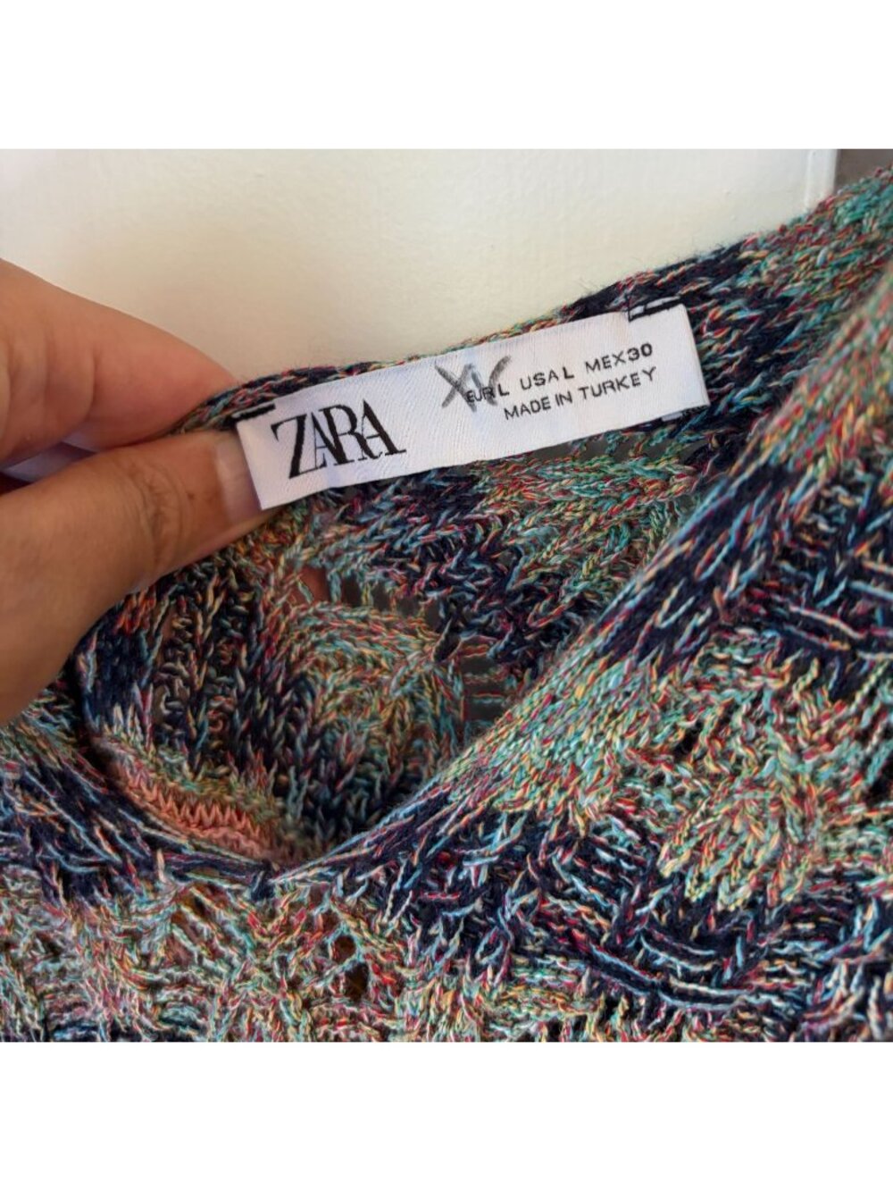 Zara Pointelle Knit Maxi Dress Multicolor Size L - Picture 6 of 6